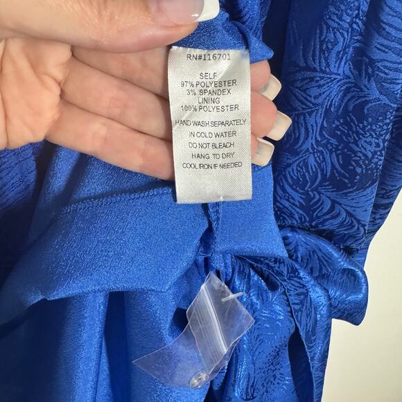 Karlie Dress Women M Royal Blue Midi High Low Tiered Ruffle NWOT Modest Career - Picture 6 of 8